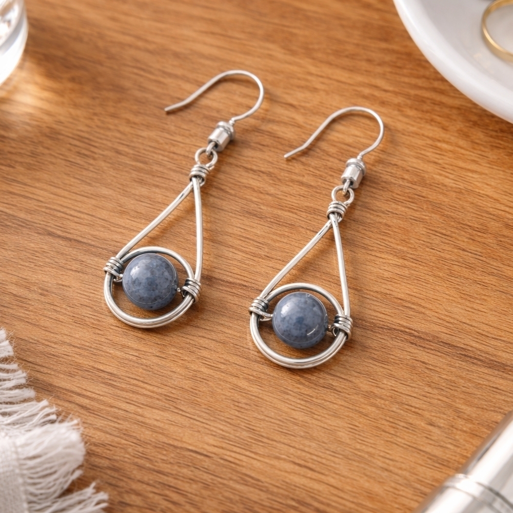 Elegant Gold and Blue Stone Earrings